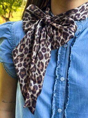 NEW Leopard Print Outlaw Latigo Long Scarf - Brown